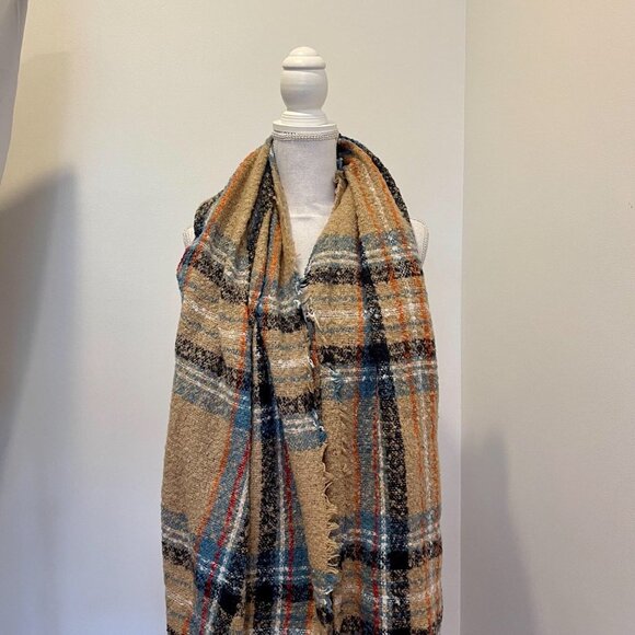 NWOT Shiraleah Chicago Acrylic Paid Scarf Tan - Picture 1 of 4